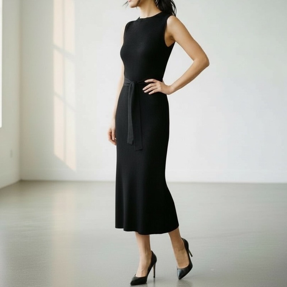 Unbranded XL Sleeveless Black Maxi Dress Cutout Bodycon Sexy Goth Clubbing - Picture 3 of 9